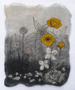 My original Yellow Poppies felted picture