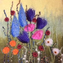 Flower Meadow - Merino wool, wet felted and machine embroidered.