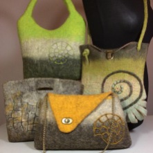 Handmade and unique wet felted bags